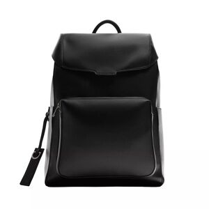 NWT Zara Man Unisex Faux Leather Flap Backpack Black